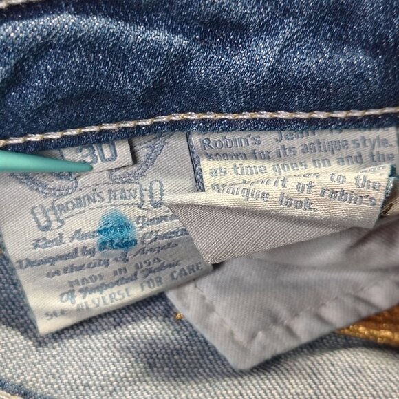 Robin's Jean Blue Straight Leg Jeans with Gold Accents - Picture 11 of 15